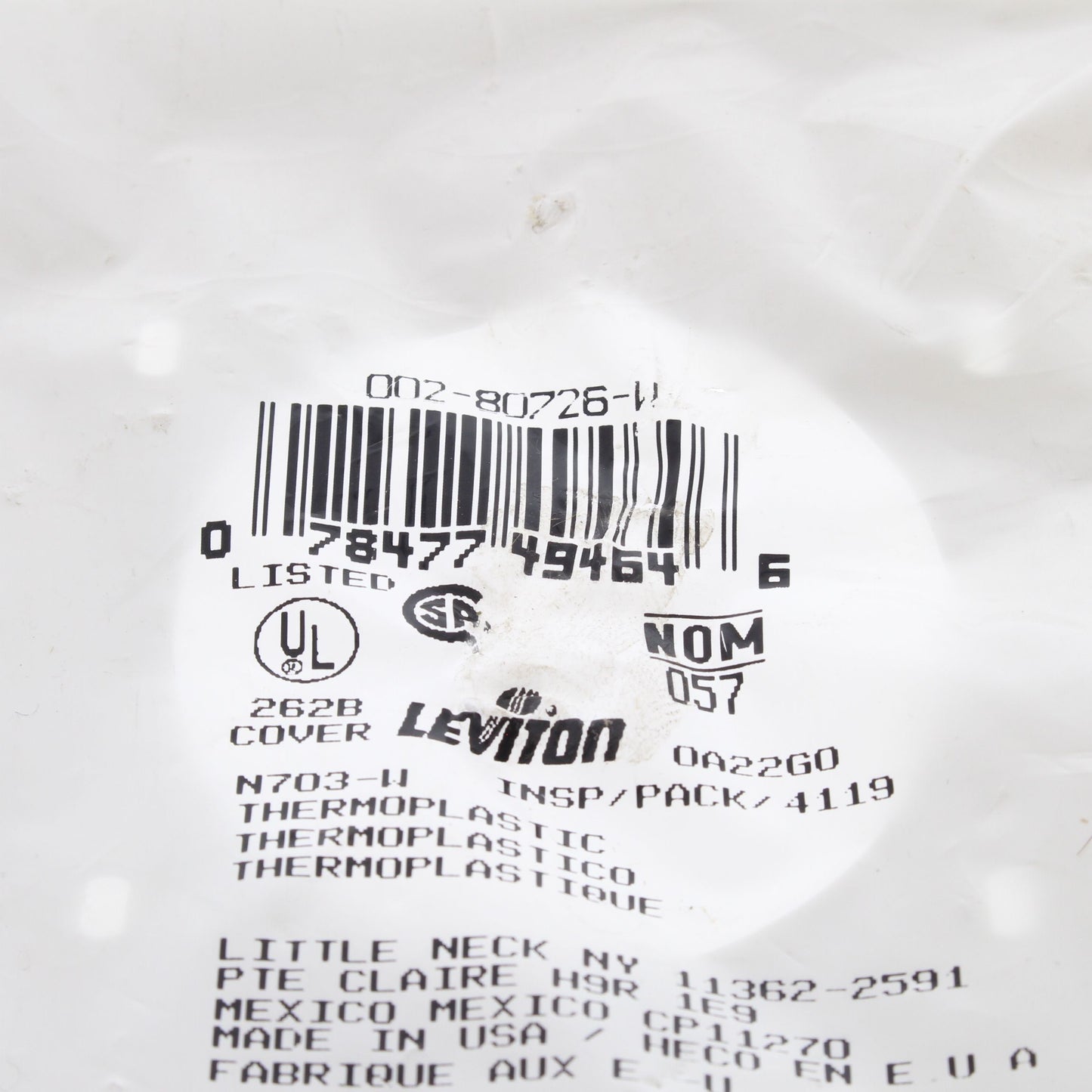 Leviton 80726-W 2-Gang White Dryer Range Welder 2.15" Outlet Cover Wall Plate