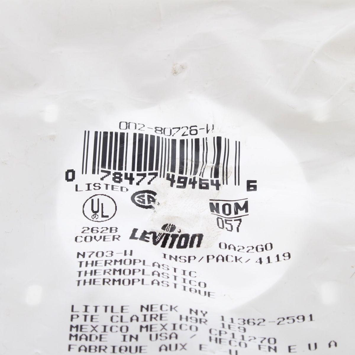 Leviton 80726-W 2-Gang White Dryer Range Welder 2.15" Outlet Cover Wall Plate