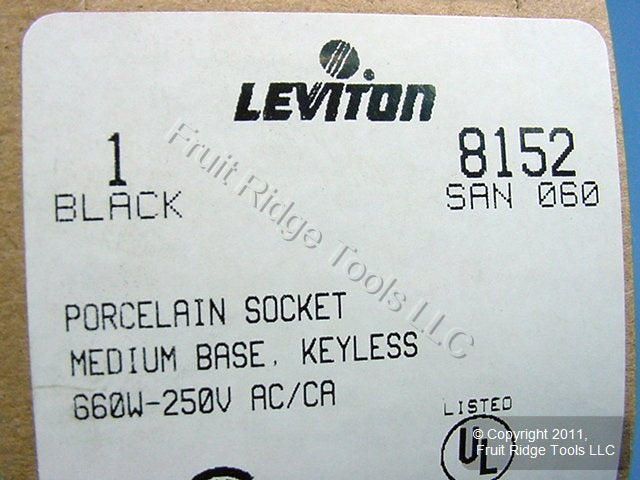 Leviton Porcelain Black Flange Keyless Medium Base Lampholder Socket 8152-060