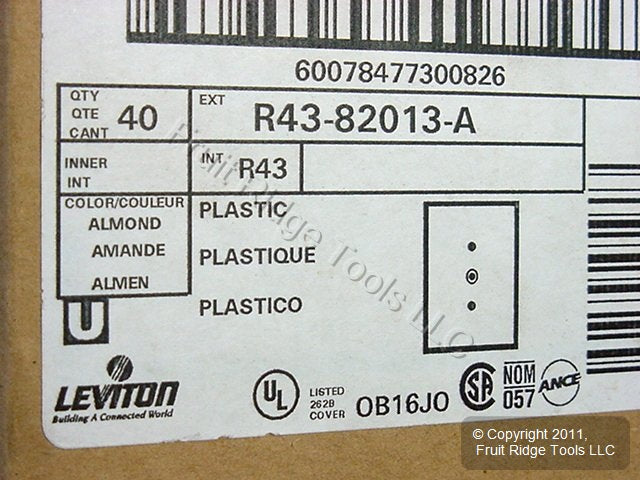 Leviton 82013 Almond 1-Gang Phone .406" Hole Plastic Wallplate Box Mount 40pcs
