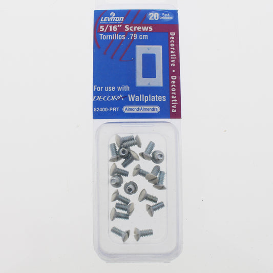 20 Leviton Almond 5/16" Wallplate Cover Screws 6-32 Thread Oval Head 82400-PRT