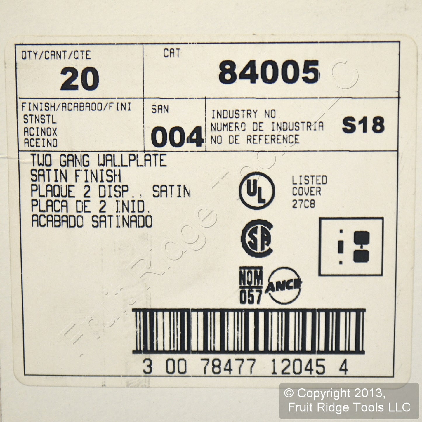20 Leviton 2Gang Switch Receptacle Outlet Cover Stainless Steel Wallplates 84005