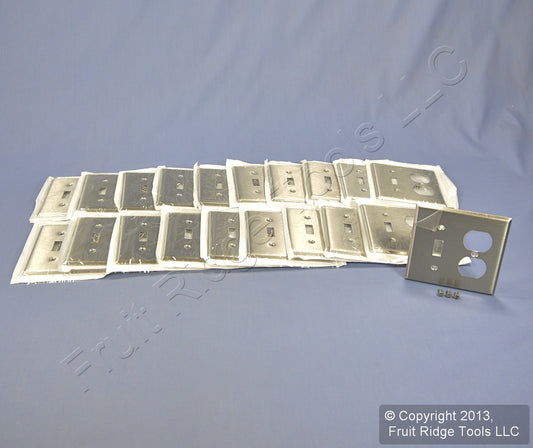 20 Leviton 2Gang Switch Receptacle Outlet Cover Stainless Steel Wallplates 84005