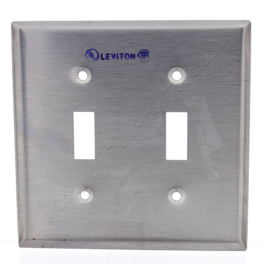 Leviton Stainless Steel 2-Gang Toggle Switch Cover Wall Plate Switchplate 84009