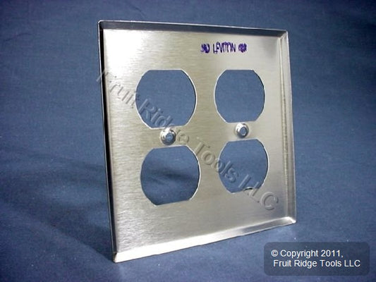 Leviton Stainless Steel 2-Gang Receptacle Wallplate Duplex Outlet Cover 84016