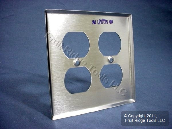 Leviton Stainless Steel 2-Gang Receptacle Wallplate Duplex Outlet Cover 84016