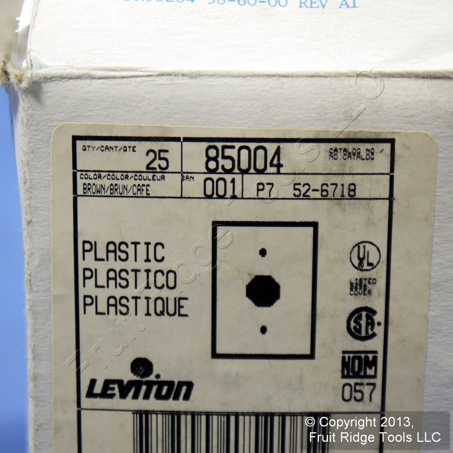 Leviton 85004 Brown 1-Gang 1.406" Outlet Plastic Standard Wallplate Cover 25pcs