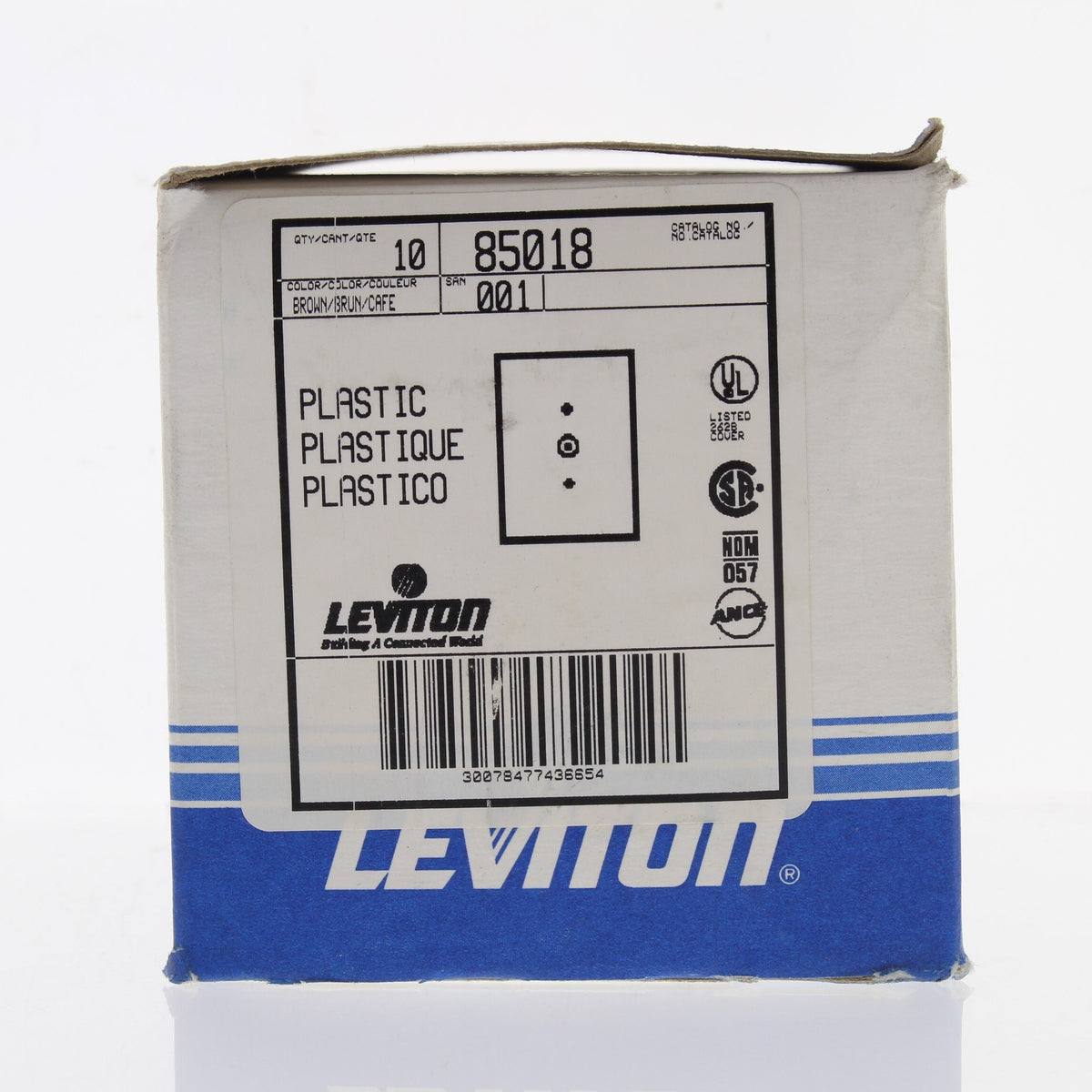 Leviton 85018 Brown Cable Wallplates Telephone 0.407"/0.625" Box Mount 10-Pack