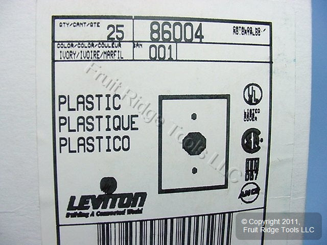 Leviton 86004 Ivory 1-Gang 1.406" Outlet Plastic Standard Wallplate Cover 25pcs