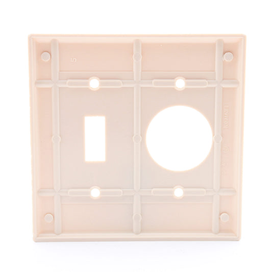 Leviton 86007 Ivory 2-Gang Toggle 1.406" Outlet Plastic Standard Wallplate Cover