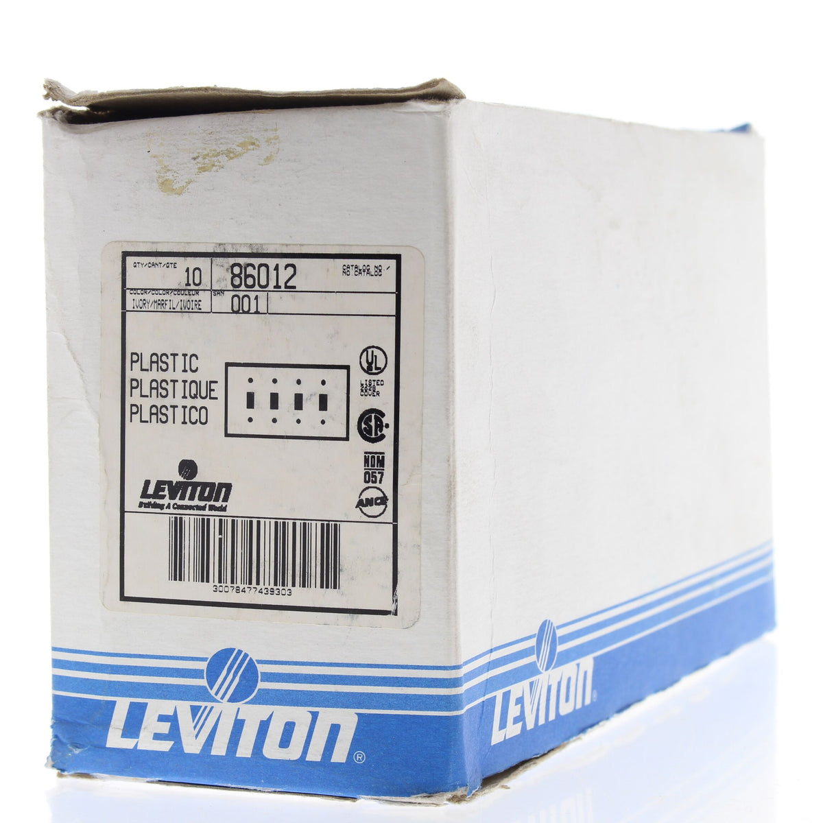 Leviton 86012 Ivory 4-Gang Toggle Switch Plastic Standard Wallplate Covers 10pcs