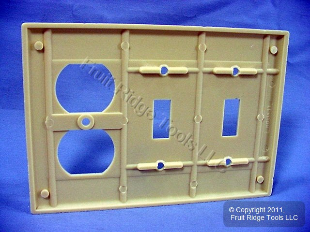 Leviton 86021 Ivory 3-Gang Toggle Switch Duplex Outlet Standard Wallplate Cover