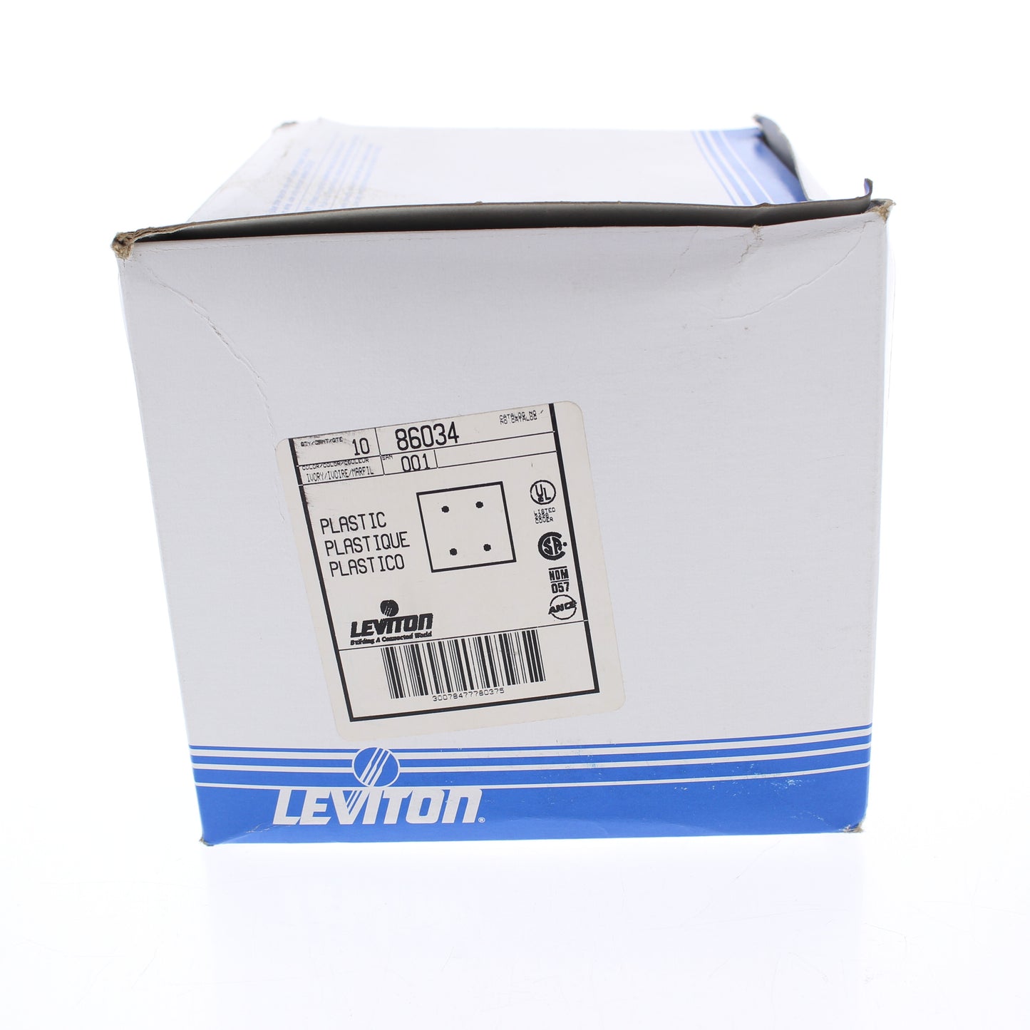 Leviton 86034 Ivory 2-Gang Blank Plastic Wallplate Covers Strap Mount 10-Pack