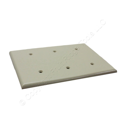 Leviton 86035 Ivory 3-Gang Plastic Blank Cover Strap Mount Thermoset Wallplate