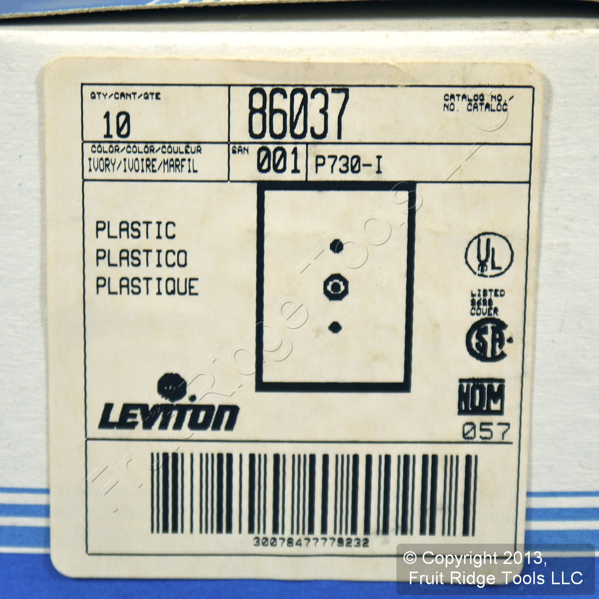 Leviton 86037 Ivory Cable Outlet Wallplates Telephone .625" Strap Mount 10-Pack