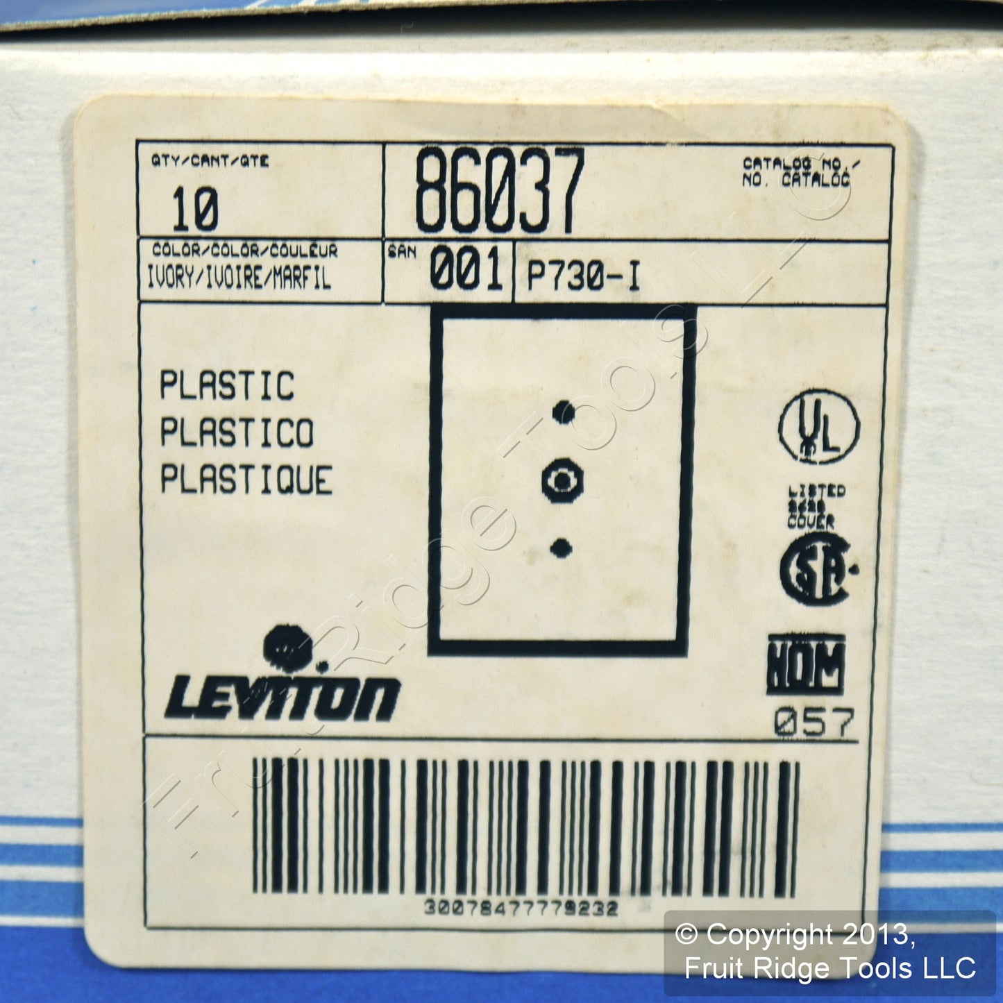 Leviton 86037 Ivory Cable Outlet Wallplates Telephone .625" Strap Mount 10-Pack