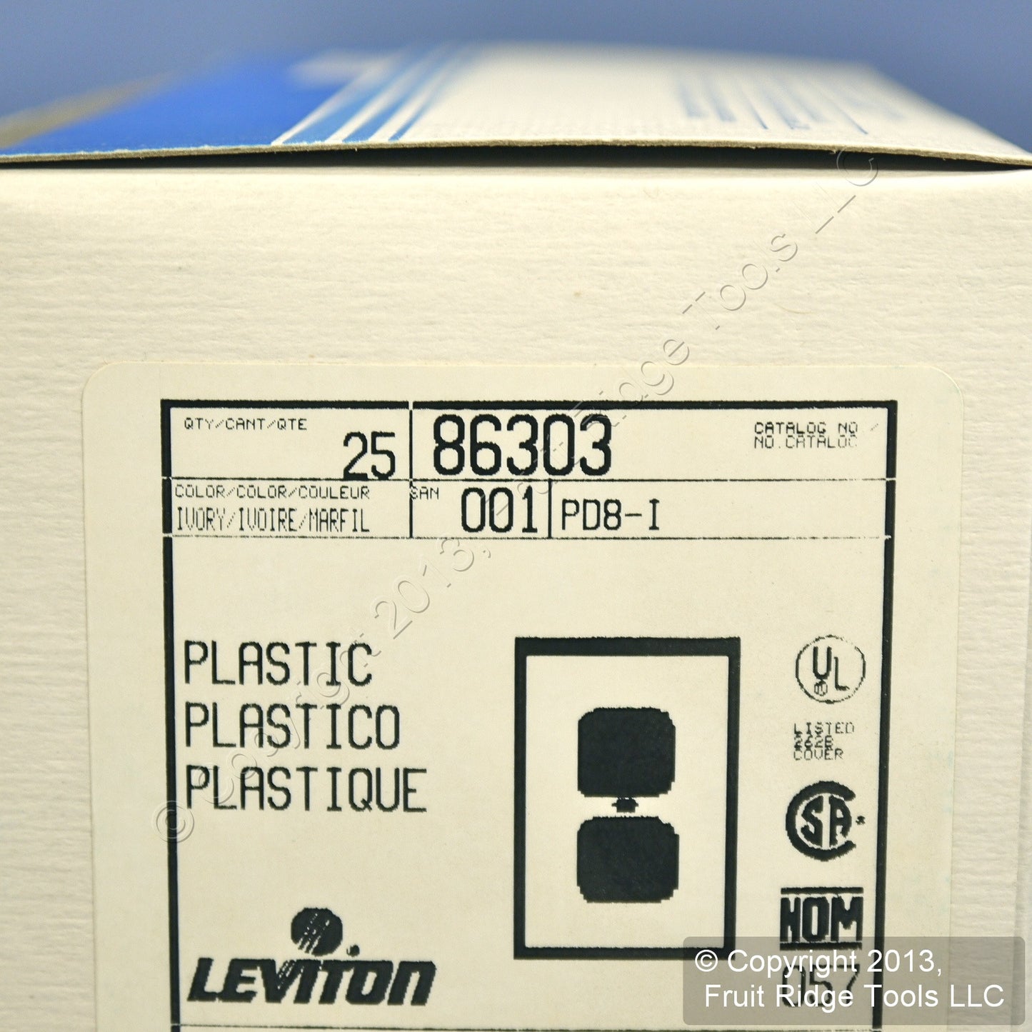 Leviton 86303 Ivory 1-Gang Duplex Outlet Plastic X-Deep Wallplate Covers 25pcs