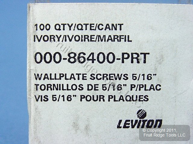 100 Leviton Ivory 5/16" Decora Wallplate Cover Screws 6-32 Thread Oval Head