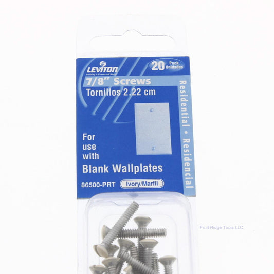 Leviton 86500 Ivory Extra Long 7/8" Wallplate Screws 6-32 Thread Oval Head 20pk