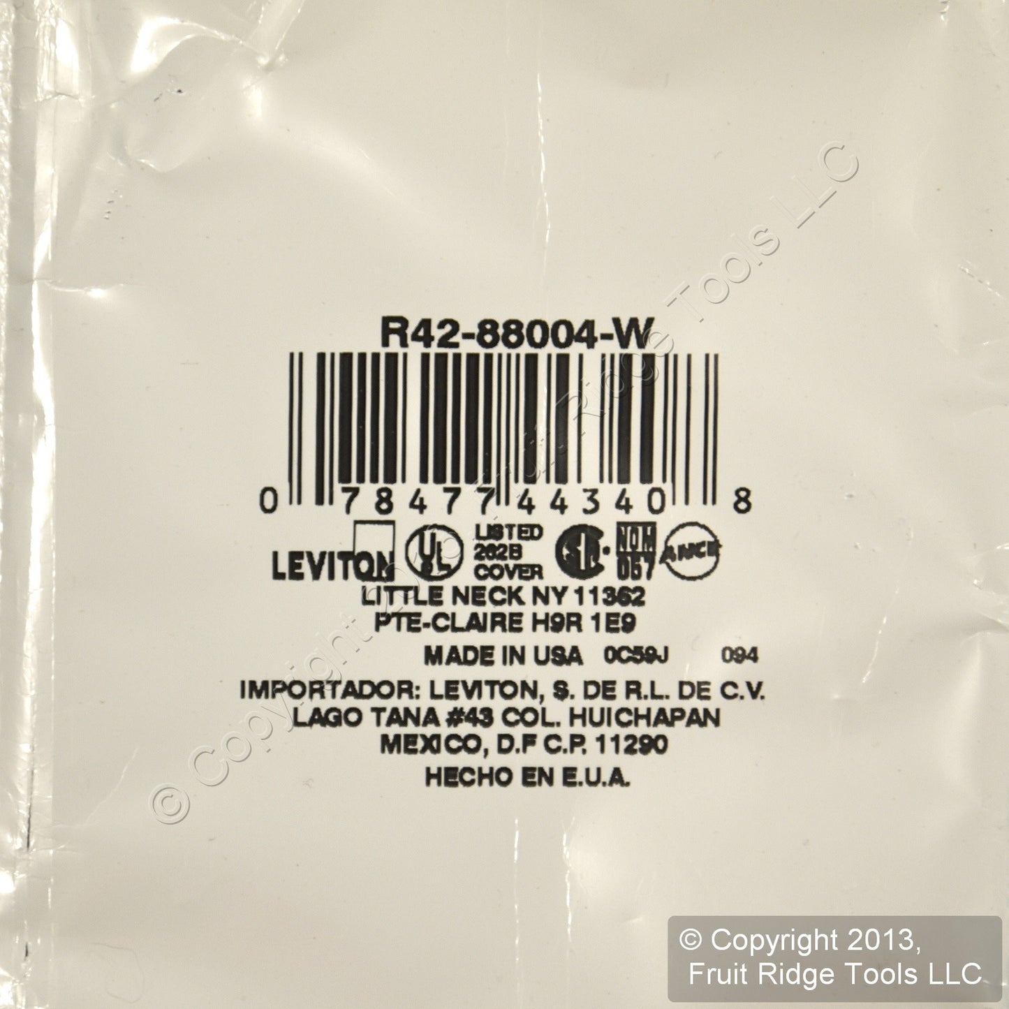 Leviton 88004 White 1-Gang 1.406" Outlet Plastic Standard Wallplate Cover 100pc