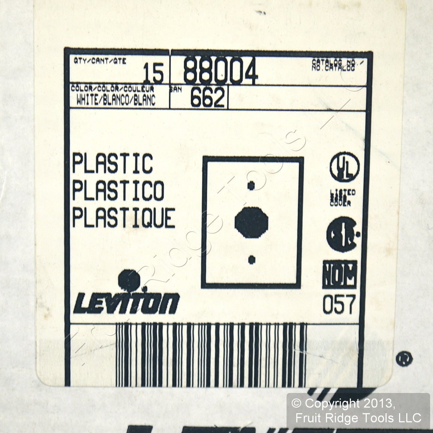 Leviton 88004 White 1-Gang 1.406" Outlet Plastic Standard Wallplate Cover 15pcs