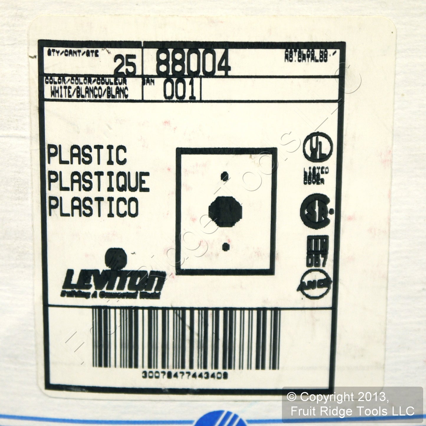 Leviton 88004 White 1-Gang 1.406" Outlet Plastic Standard Wallplate Cover 25pcs
