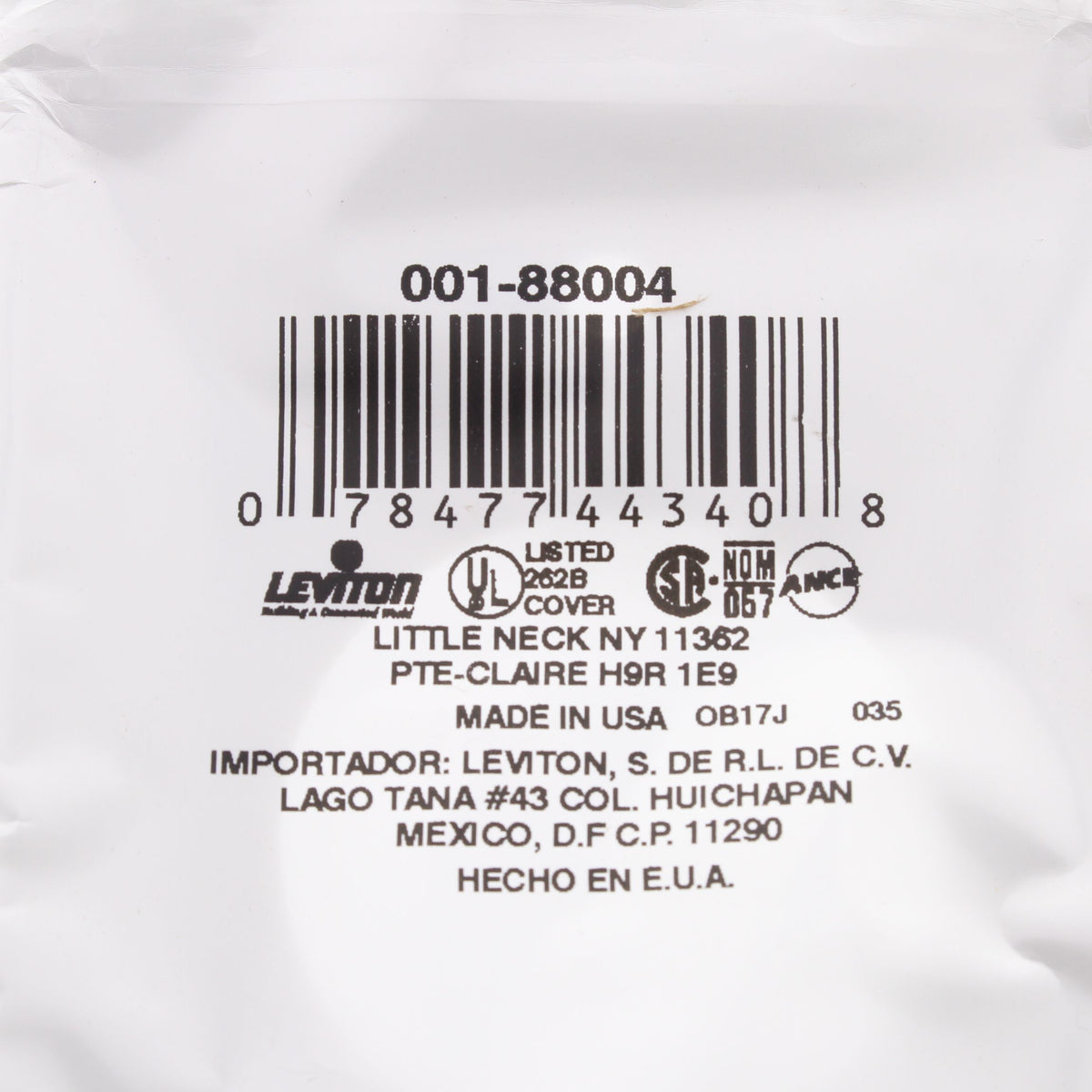Leviton 88004 White 1-Gang Single 1.406" Outlet Plastic Standard Wallplate Cover