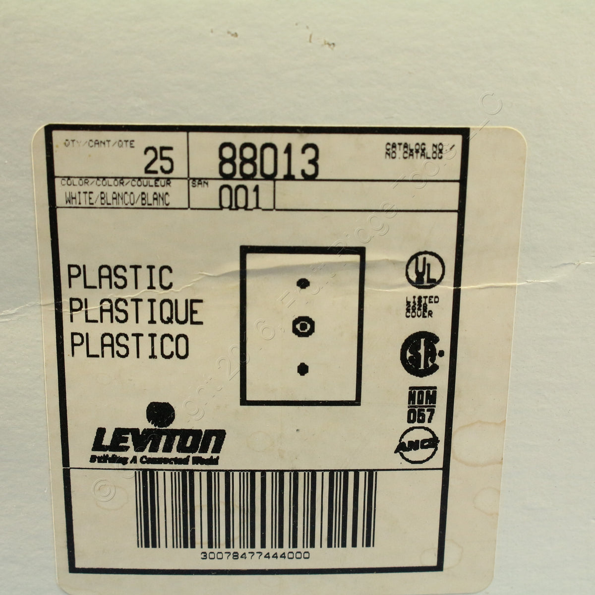 Leviton 88013 White 1-Gang Phone .406" Plastic Wallplate Cover Box Mount 25pcs