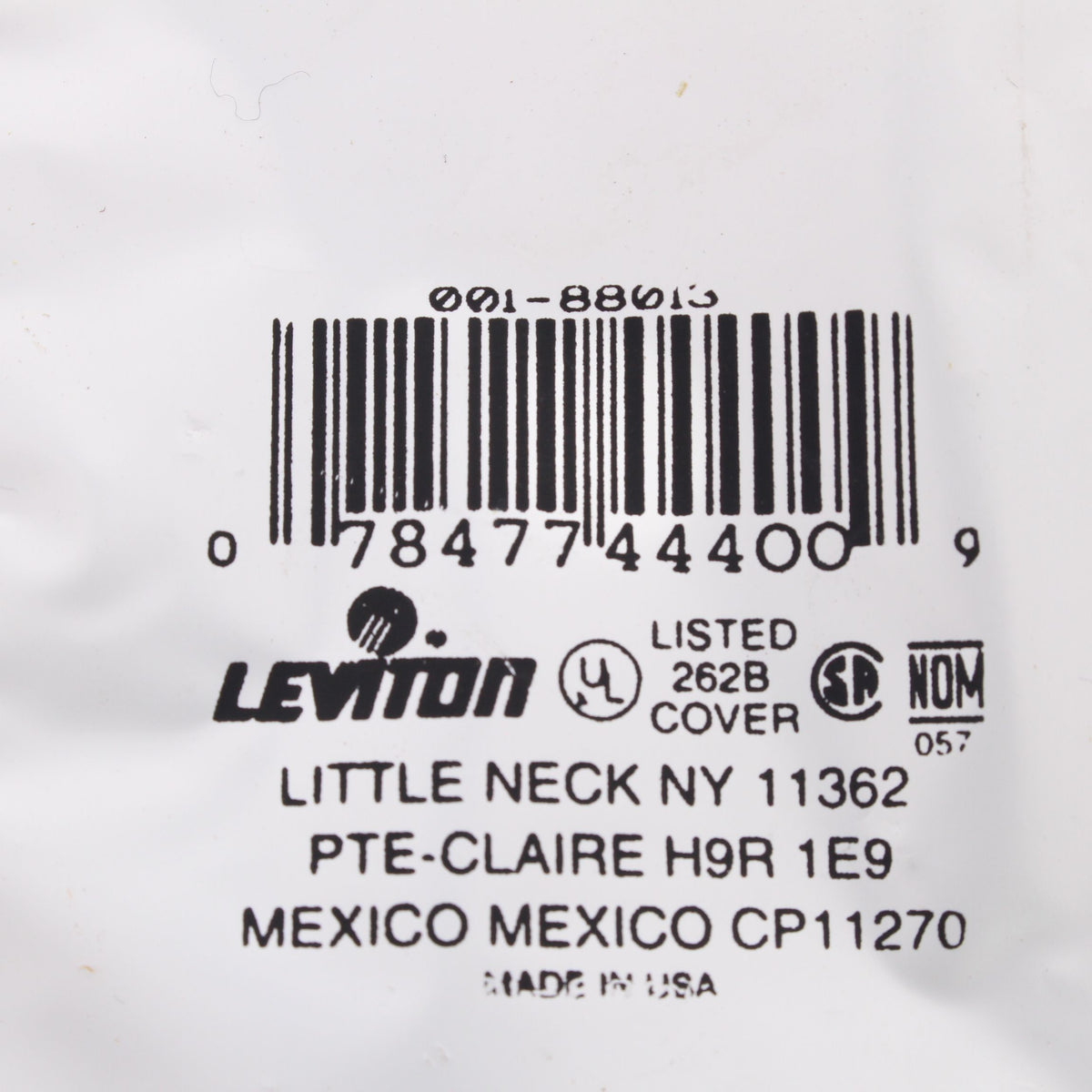 Leviton 88013 White 1-Gang Phone .406" Hole Plastic Wallplate Cover Box Mount