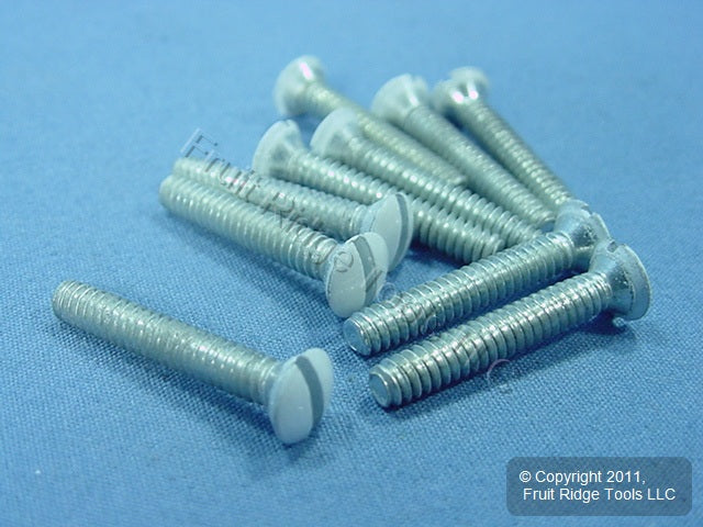 10 Leviton White Extra Long 7/8" Wallplate Cover Screws 6-32 Oval Head 88500-PRT