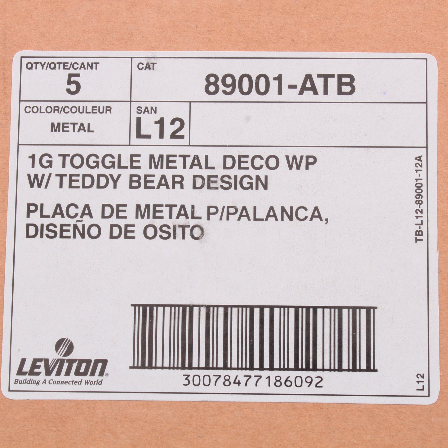 Leviton 89001-ATB 1-Gang Patriotic Teddy Bear American Flag Toggle Covers 5-Pack