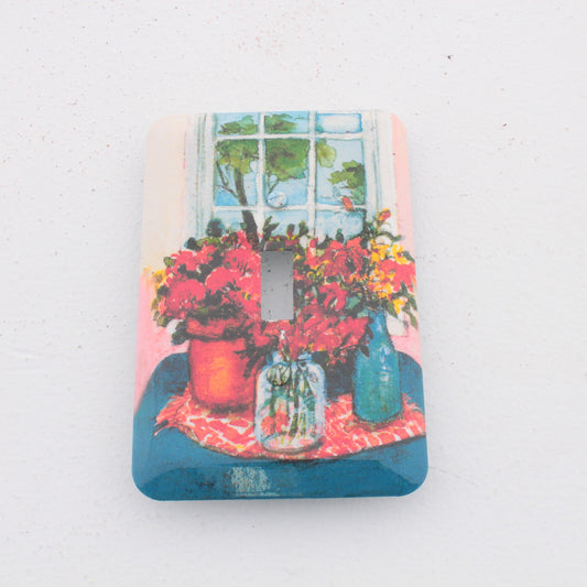 Leviton 89001-FLW Flower Pot 1-Gang Toggle Metal Oversize Wallplate Cover 5-pack