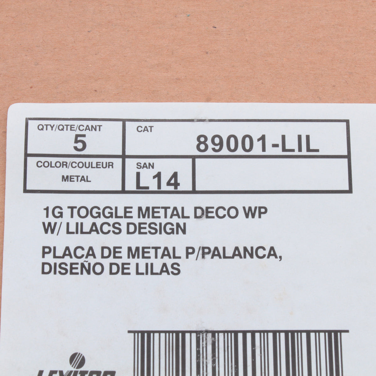 Leviton 89001-LIL Lilac 1-Gang Toggle Switch Metal Oversize Wallplates 5-pack