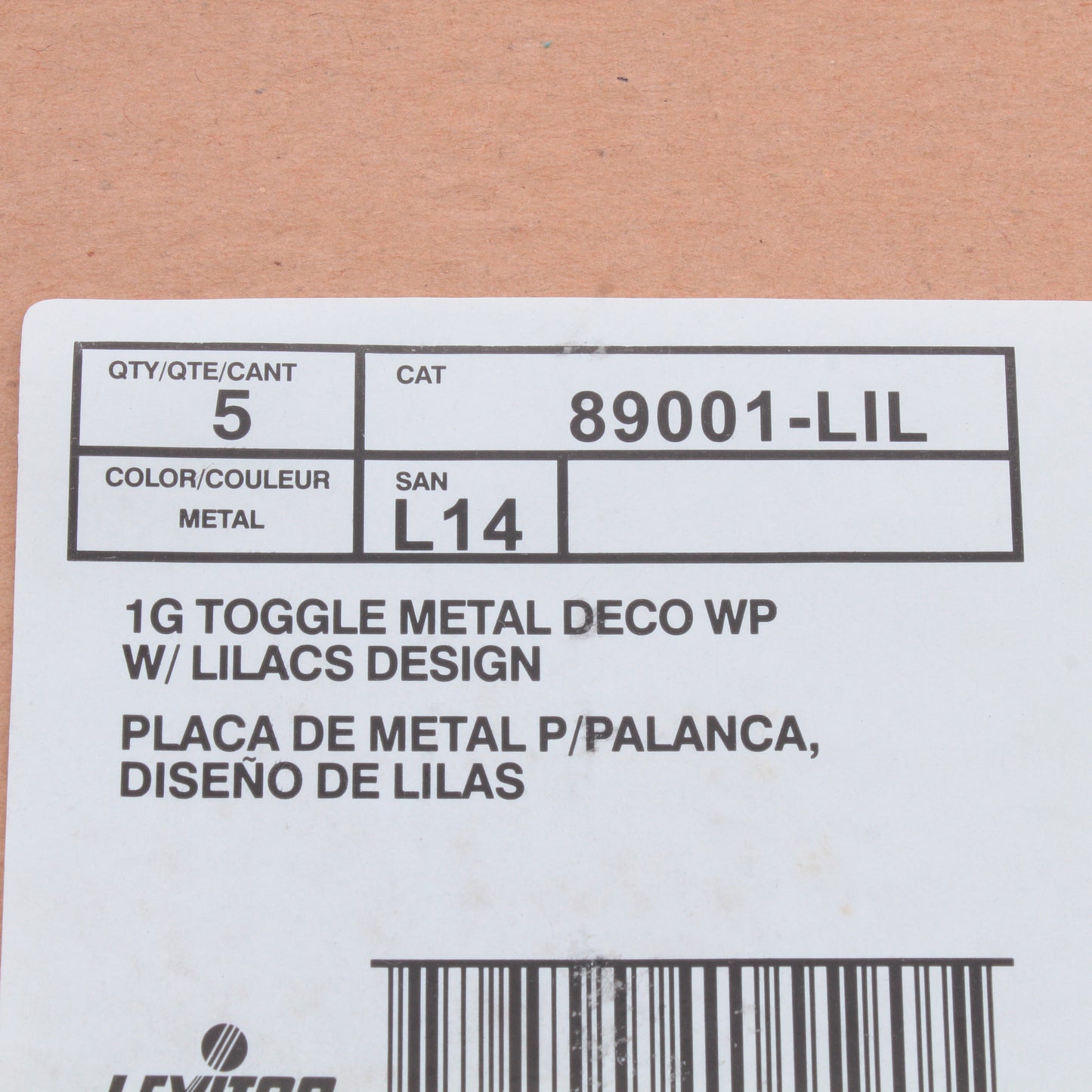 Leviton 89001-LIL Lilac 1-Gang Toggle Switch Metal Oversize Wallplates 5-pack