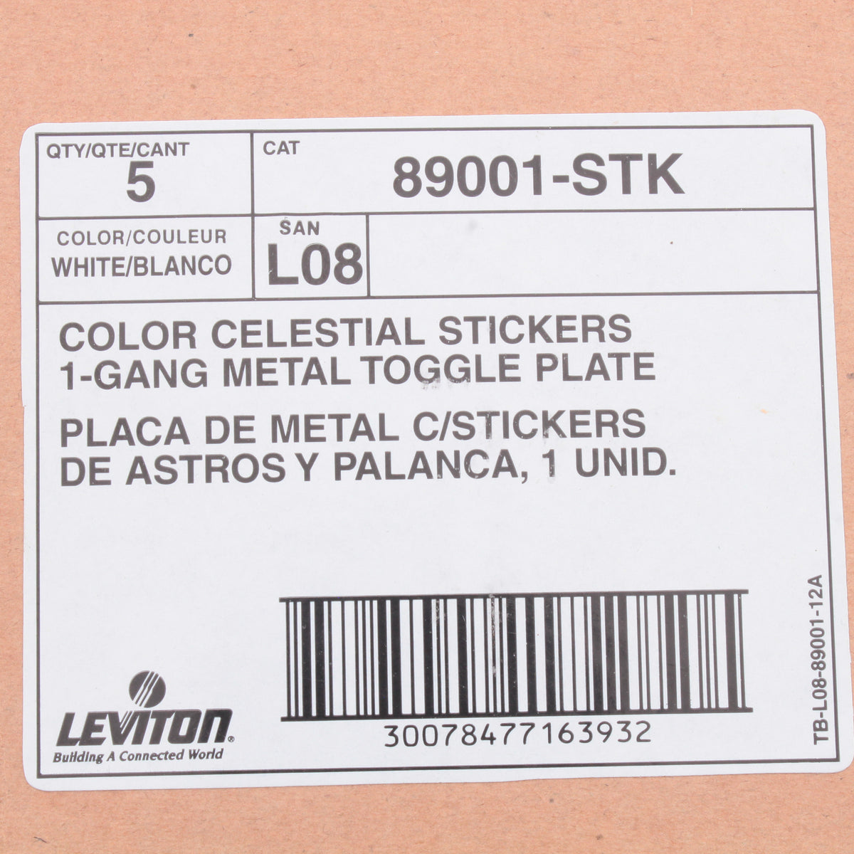 Leviton 89001-STK White 1-Gang Star Moon Sticker Metal Toggle Switch Covers 5pcs