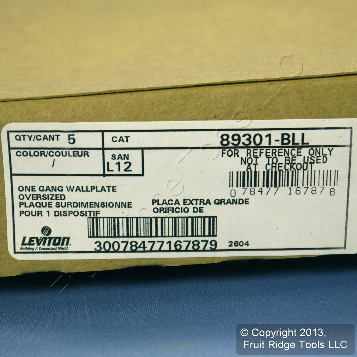 Leviton 89301-BLL Navy Leather 1-Gang Toggle Metal Oversize Wallplate Cover 5pcs