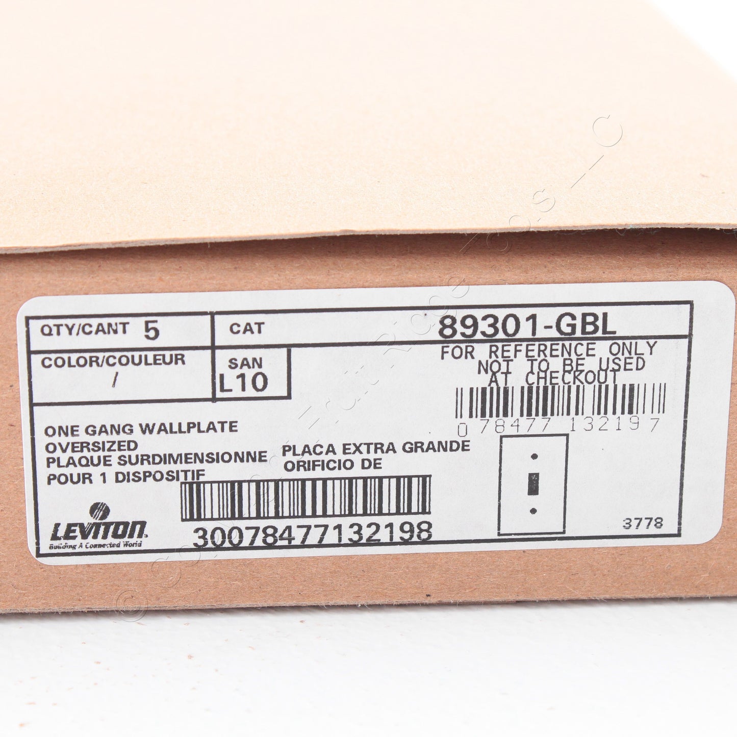 Leviton 89301-GBL Black Granite 1-Gang Toggle Metal Oversize Wallplate Cover 5pc
