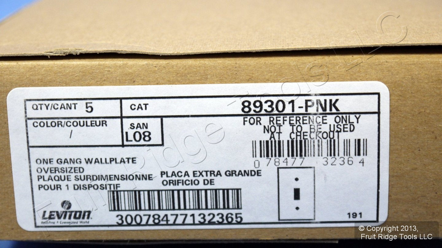 Leviton 89301-PNK Pink Iridescent 1-Gang Toggle Metal Oversize Wallplates 5pcs