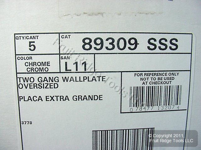 Leviton 89309-SSS Satin Chrome 2-Gang Toggle Metal Oversize Wallplate Cover 5pcs