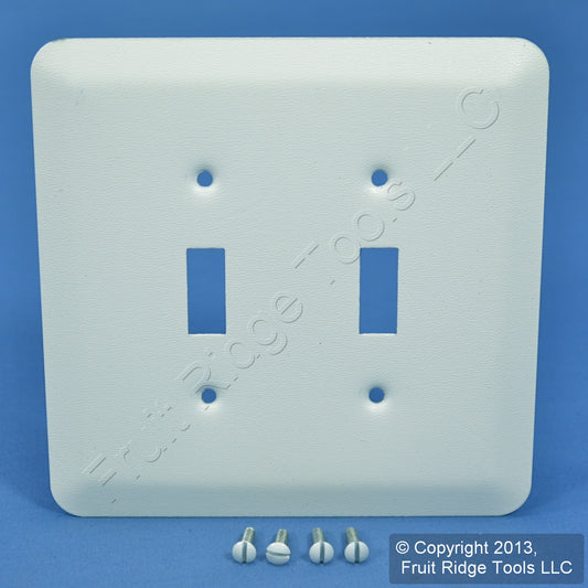 Leviton 89309-WH White Vinyl 2-Gang Toggle Switch Metal Oversize Wallplate Cover