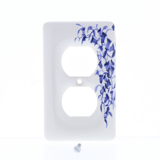 Leviton 89503-BL Blue Flower 1-Gang Duplex Ceramic Standard Wallplate Cover 5pcs