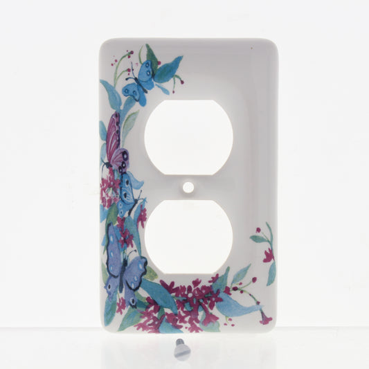 Leviton 89503-FLY Butterfly Ceramic 1-Gang Duplex Outlet Wallplate Standard Size