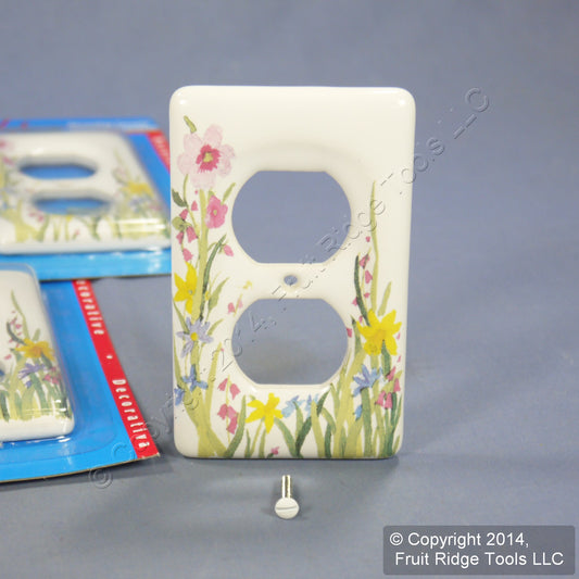 Leviton 89503-WFL Wildflower 1-Gang Duplex Ceramic Standard Wallplate Cover 10pc