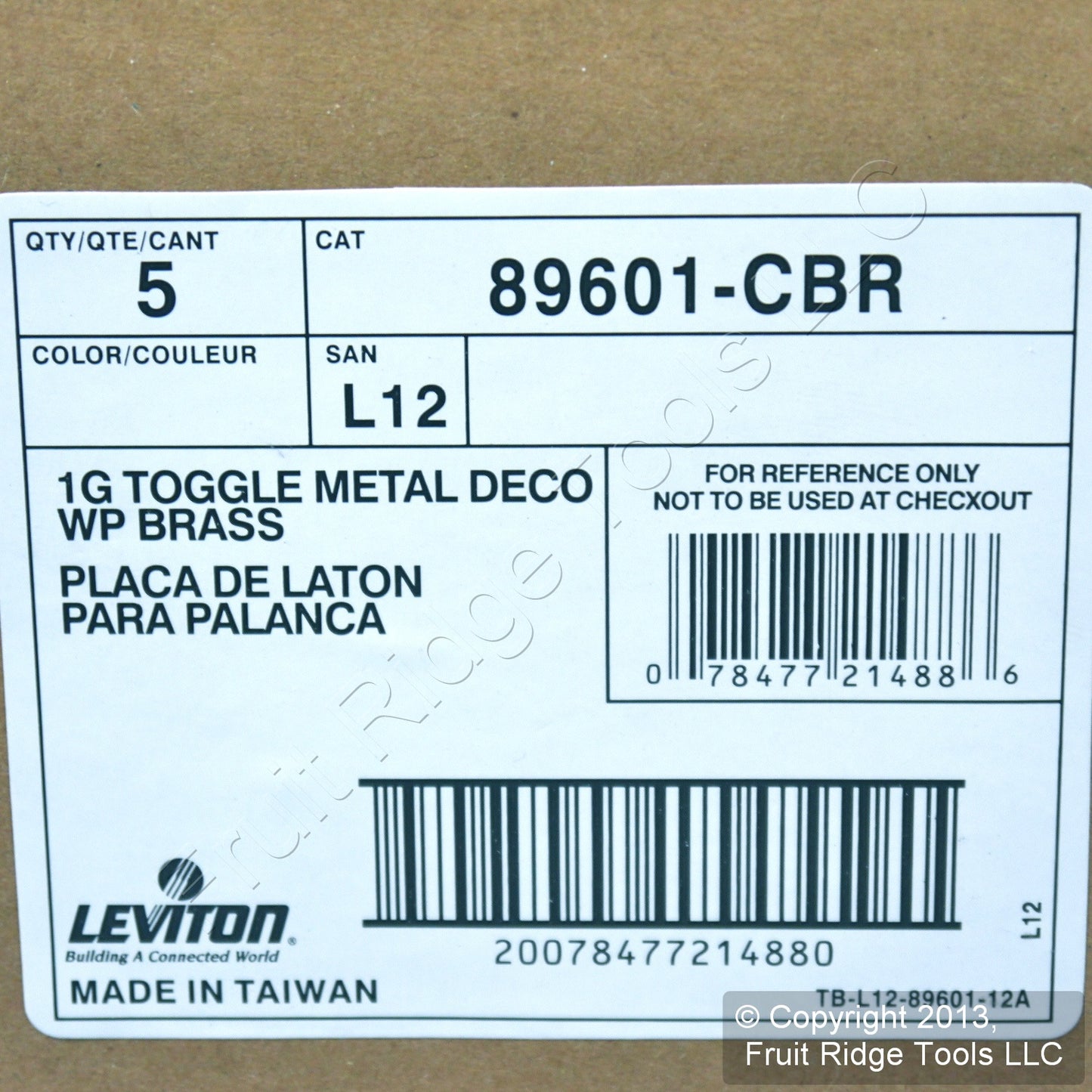 5 Leviton Brass Metal 1-Gang Switch Cover Wall Plate Switchplates 89601-CBR
