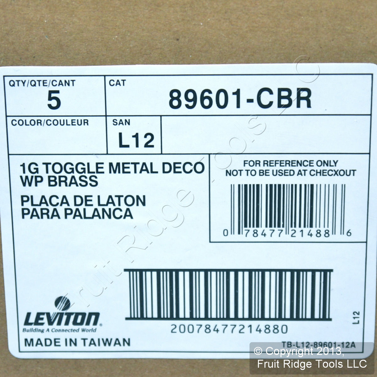 5 Leviton Brass Metal 1-Gang Switch Cover Wall Plate Switchplates 89601-CBR