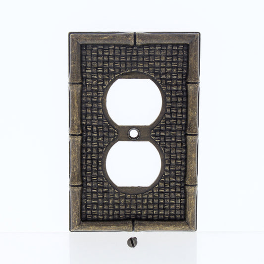 Leviton 89603 Tiki Bamboo 1-Gang Metal Duplex Outlet Wallplate Cover Plate