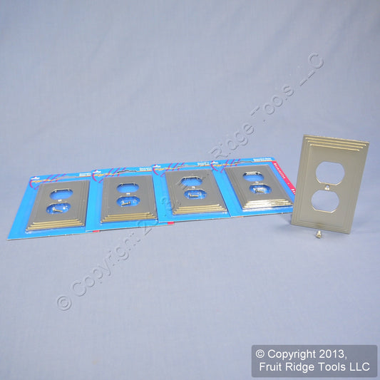 Leviton 89603-STC Brushed Chrome 1-Gang Duplex Metal Oversize Wallplates 5pcs