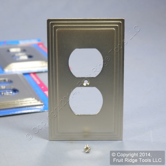 Leviton 89603-STC 1-Gang Satin Nickel Brushed Chrome Duplex Outlet Covers 10pcs