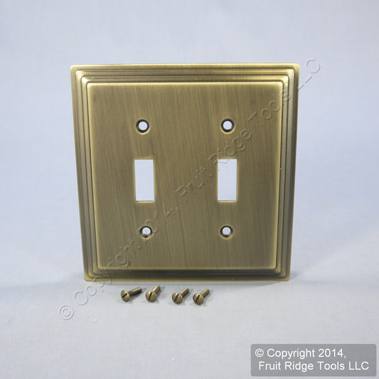 Leviton 89609-STB Brushed Brass 2-Gang Toggle Metal Midway Wallplate Cover 5pc