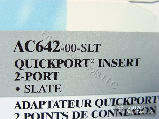Leviton Quickport Slate Gray Acenti 2-Port Polymer Wallplate Insert AC642-SLT